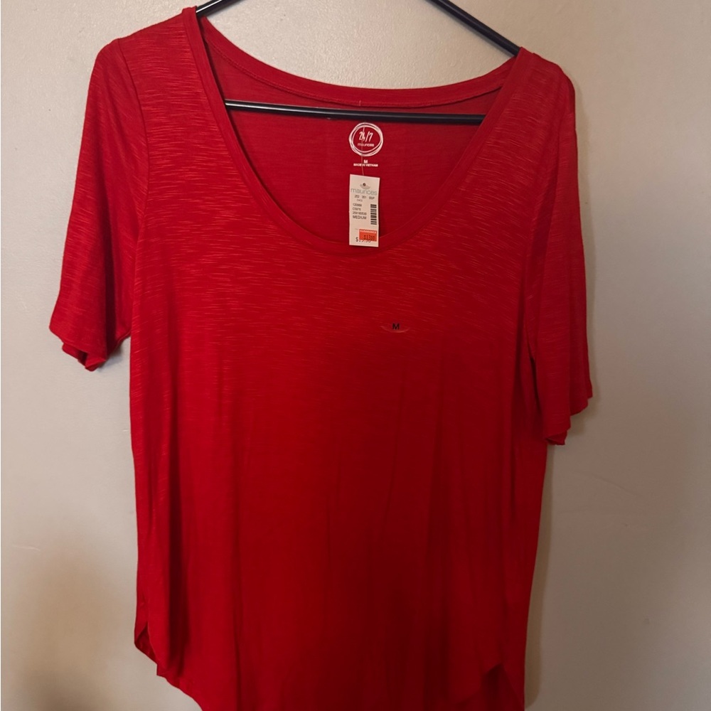 Elegant Red Short Sleeve Tee